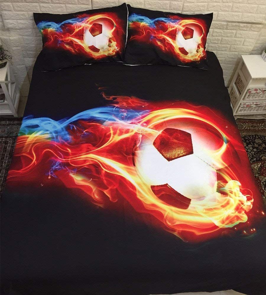 Fire Soccer Ball Bedding Set