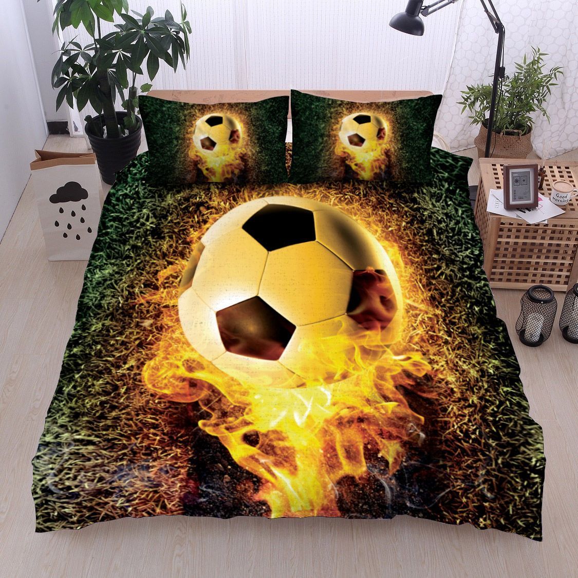 Fire Soccer Ball Bedding Set