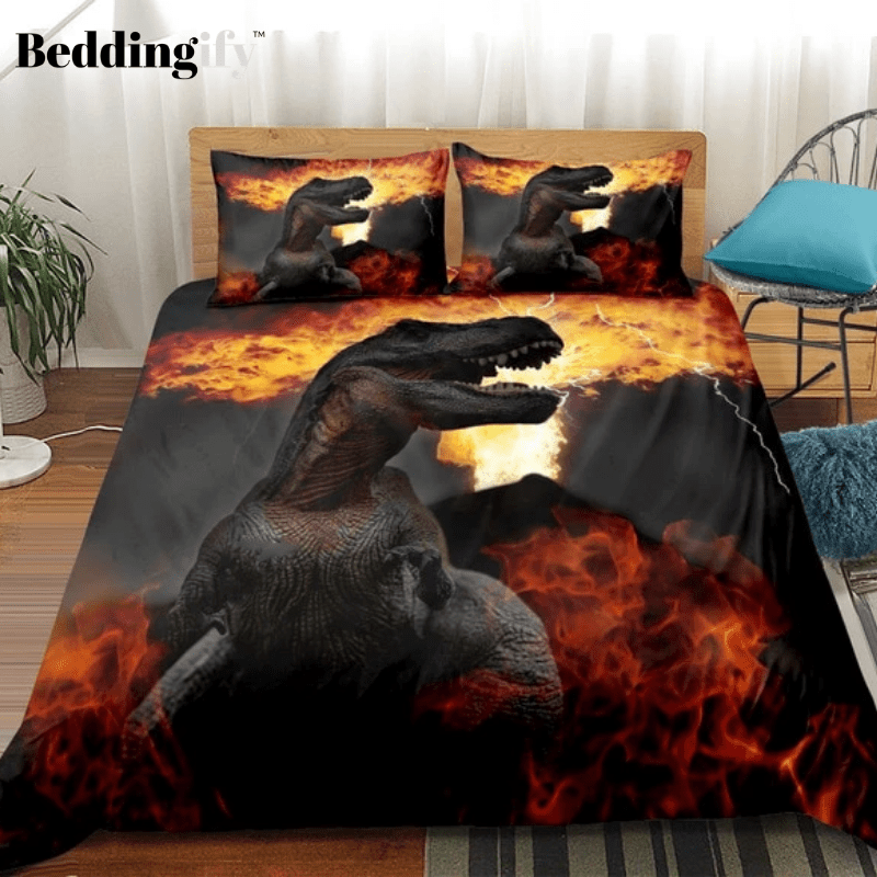 Fire T Rex Dinosaur Bedding Set