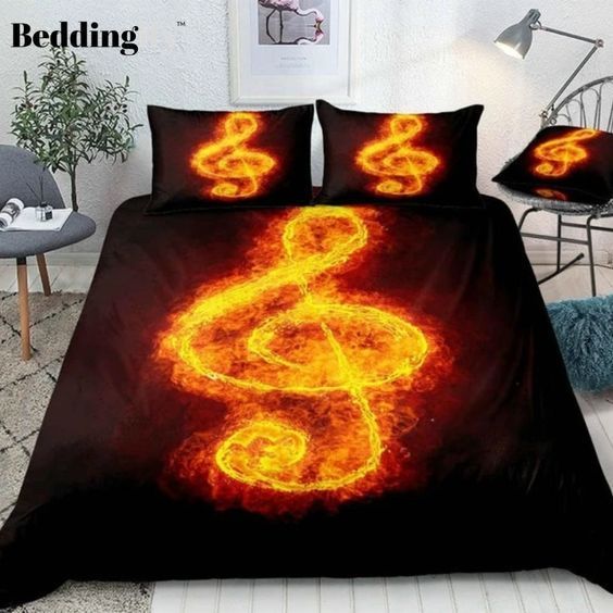 Fire Treble Clef Bedding Set