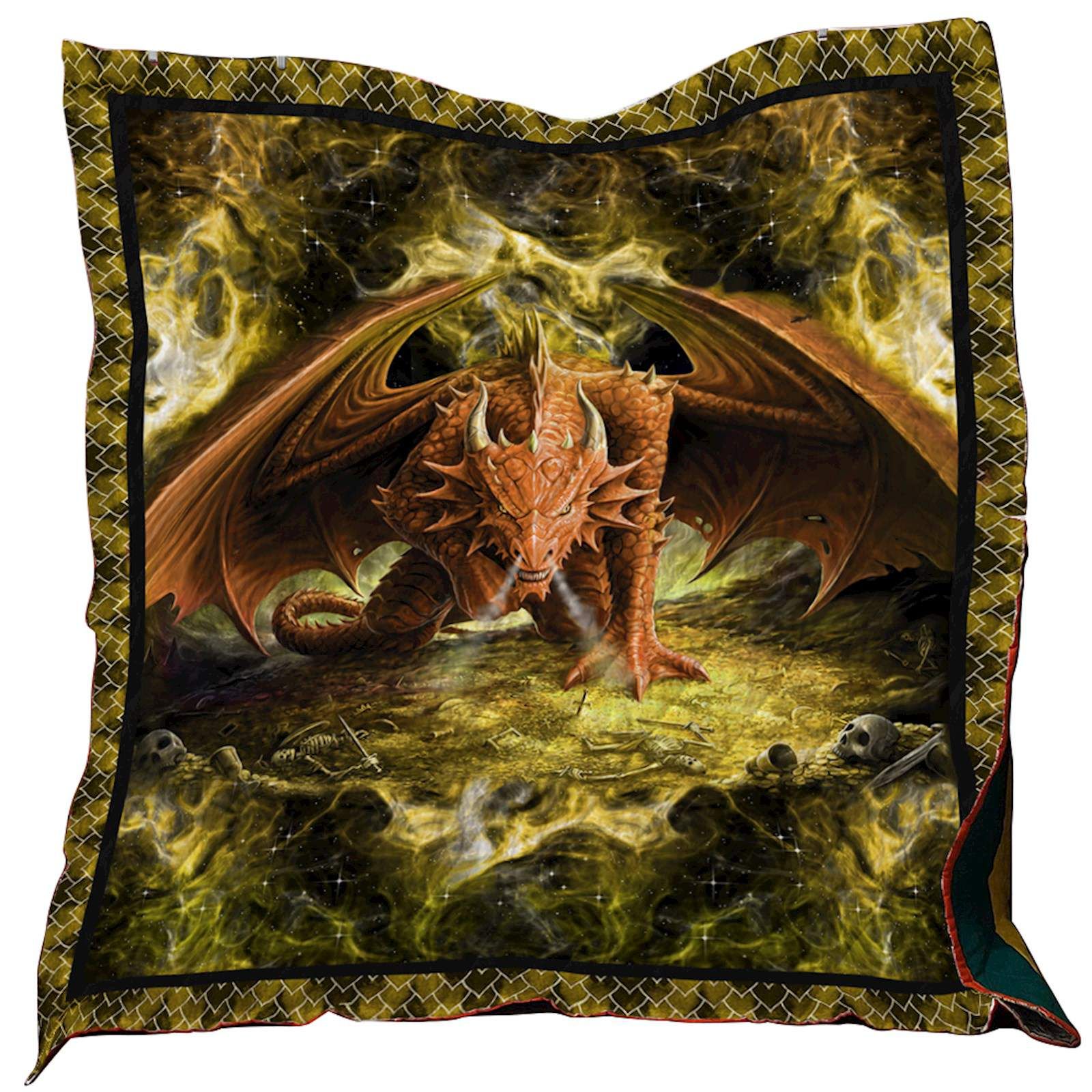 Fire Yellow Dragon Washable Quilt Blanket 0201 02 Dhc1312400Dd
