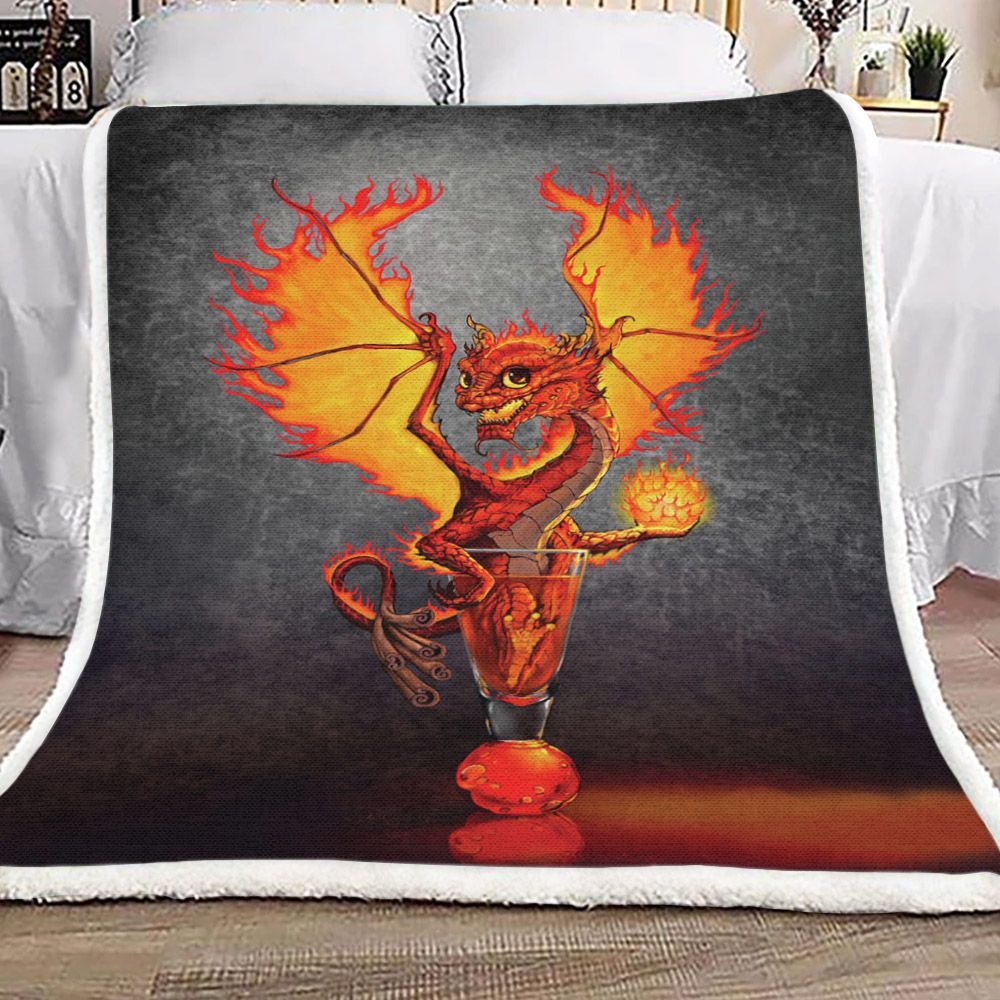 Fireball Dragon Sherpa Fleece Blanket