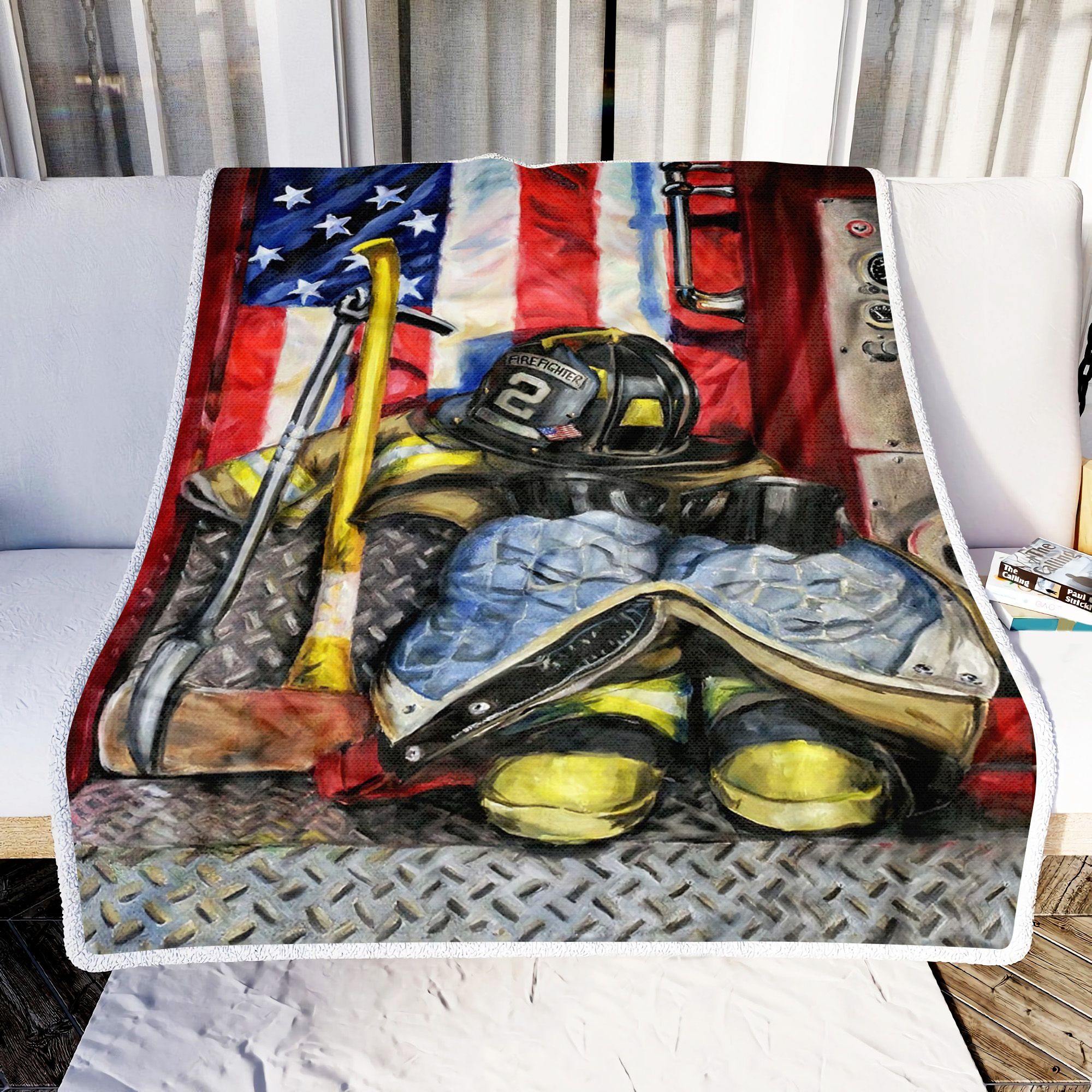 Firefighter American Flag Fleece Blanket