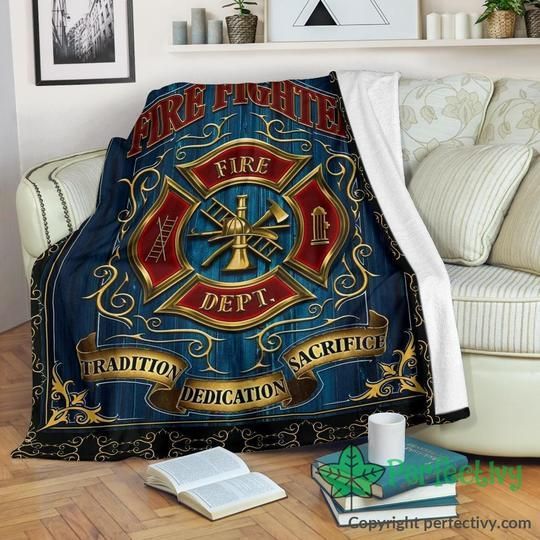 Firefighter Badge Sherpa Fleece Blanket