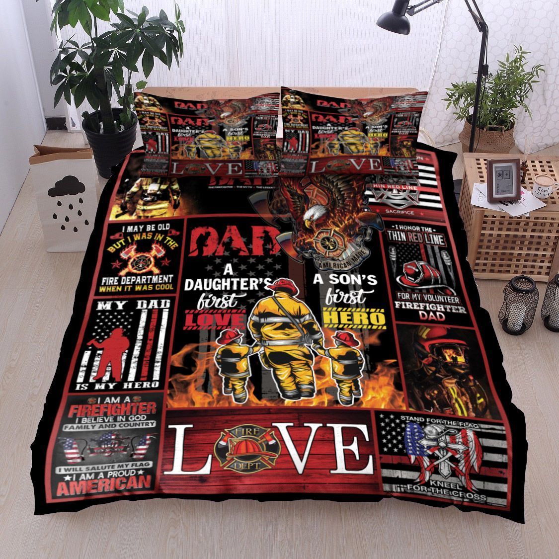 Firefighter Dad In My Heart Bedding Set
