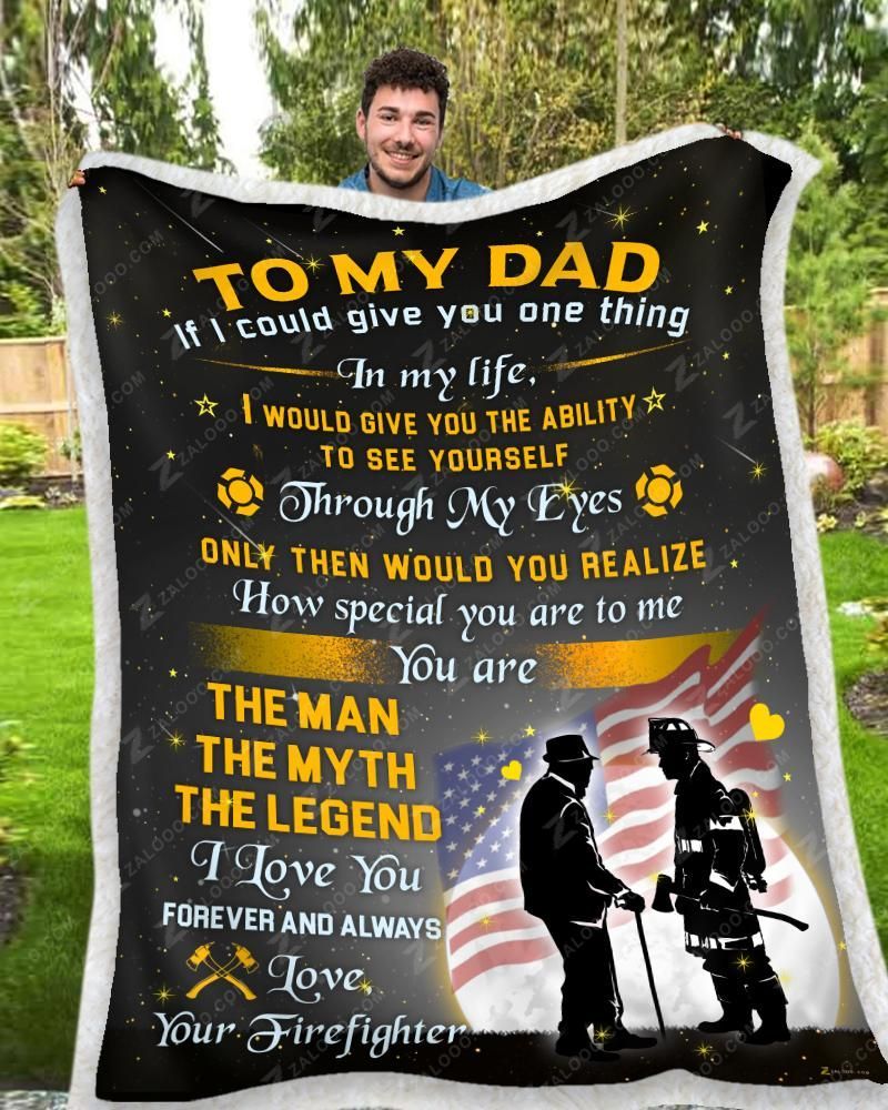Firefighter Dad The Man The Myth The Legend Sherpa Fleece Blanket