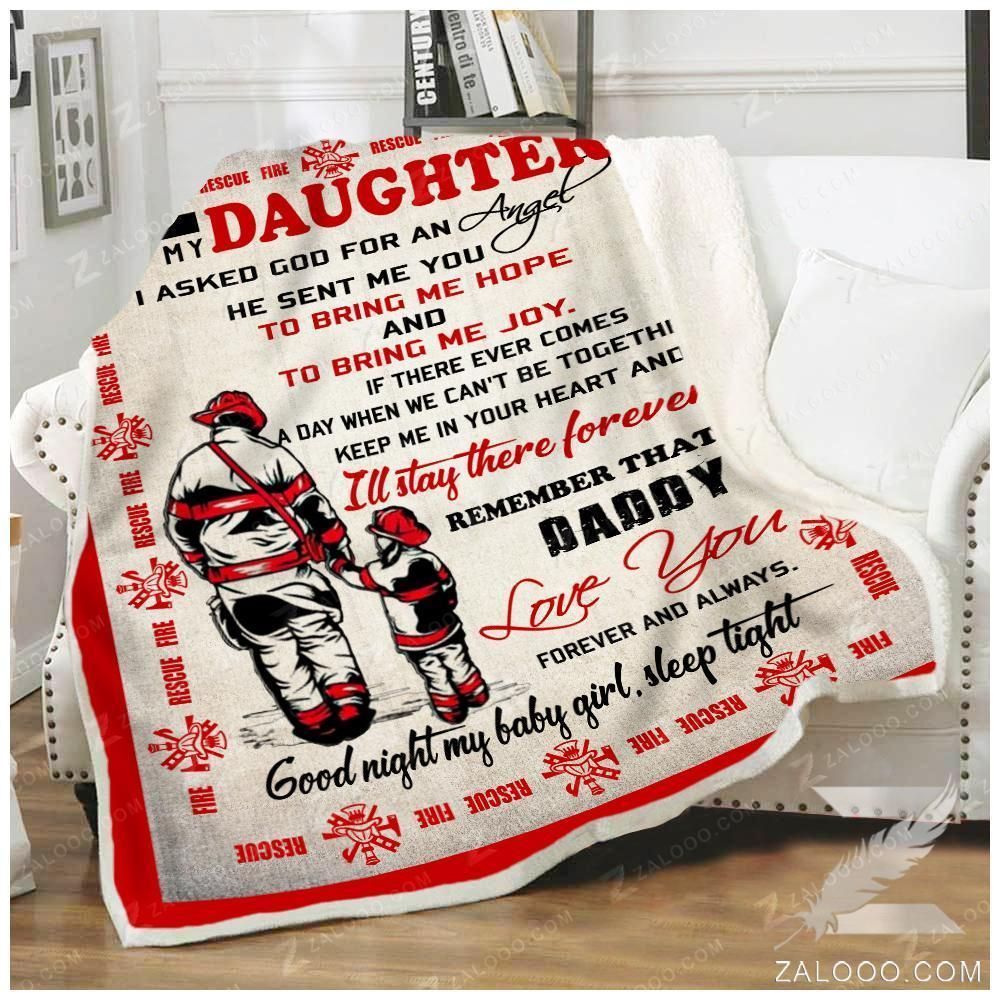 Firefighter – Daughter – I Asked God For An Angel Fleece Blanket