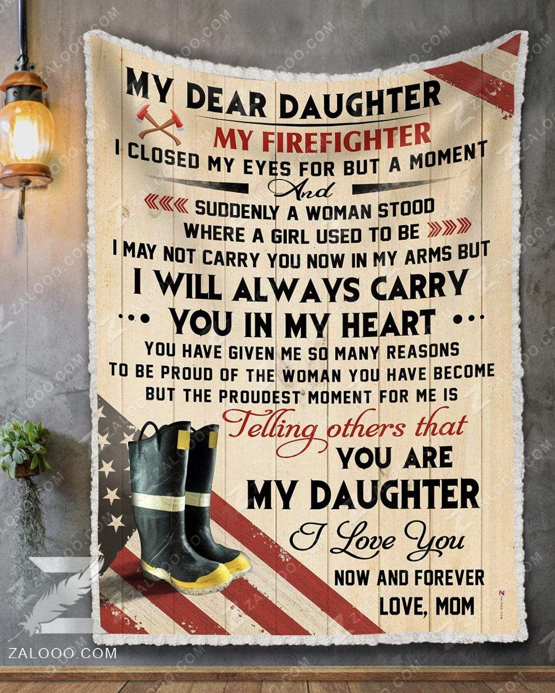 Firefighter Daughter Mom I Closed My Eyes Sherpa Fleece Blanket
