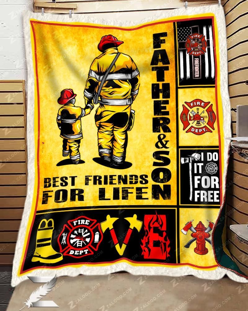 Firefighter Father And Son Best Friends For Life Sherpa Fleece Blanket