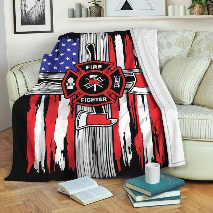 Firefighter Fireman Sherpa Fleece Blanket