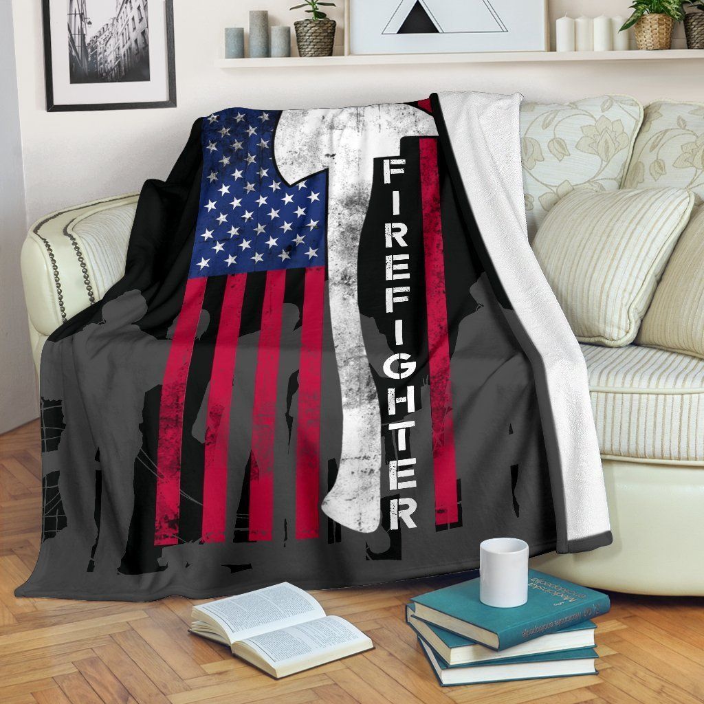 Firefighter Flag Sherpa Fleece Blanket