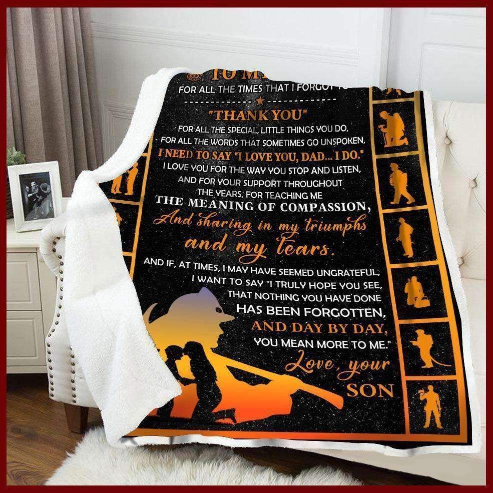 Firefighter Gift For My Dad Sherpa Fleece Blanket