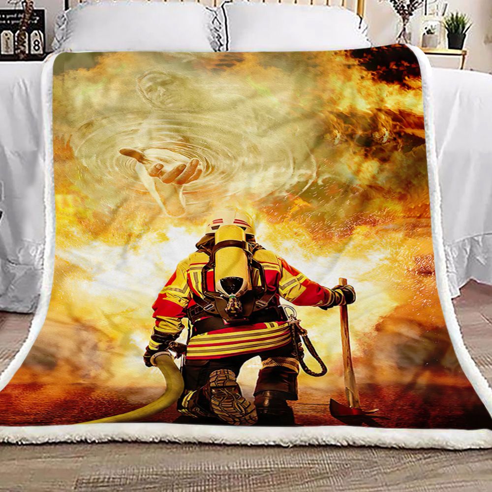 Firefighter God Jesus Fleece Blanket