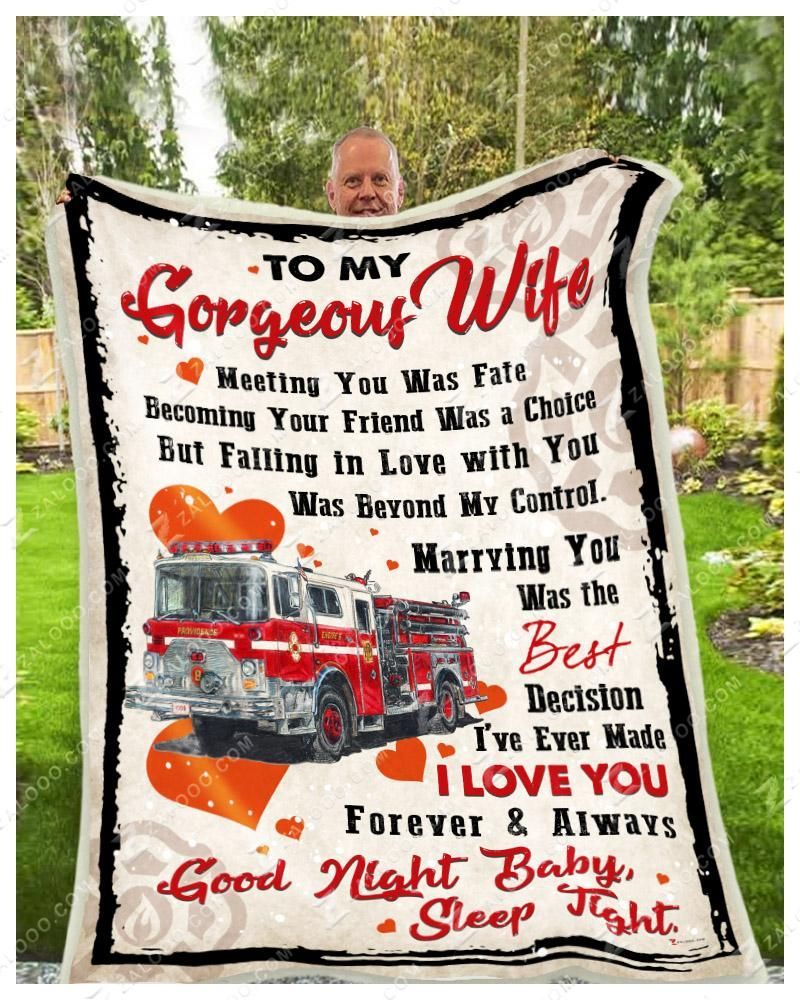 Firefighter Good Night Baby My Gorgeous Wife V Sherpa Fleece Blanket