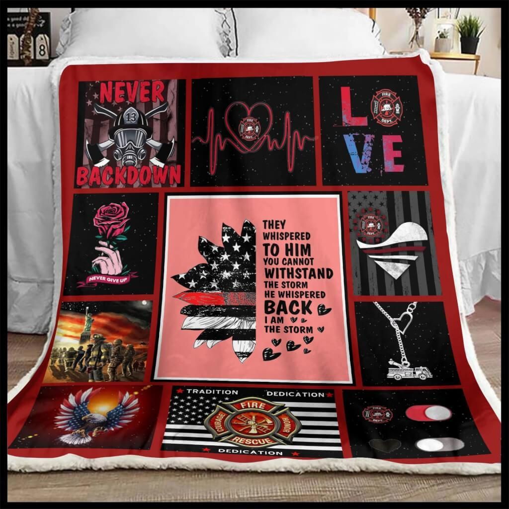 Firefighter Half Of Sunflower Sherpa Fleece Blanket