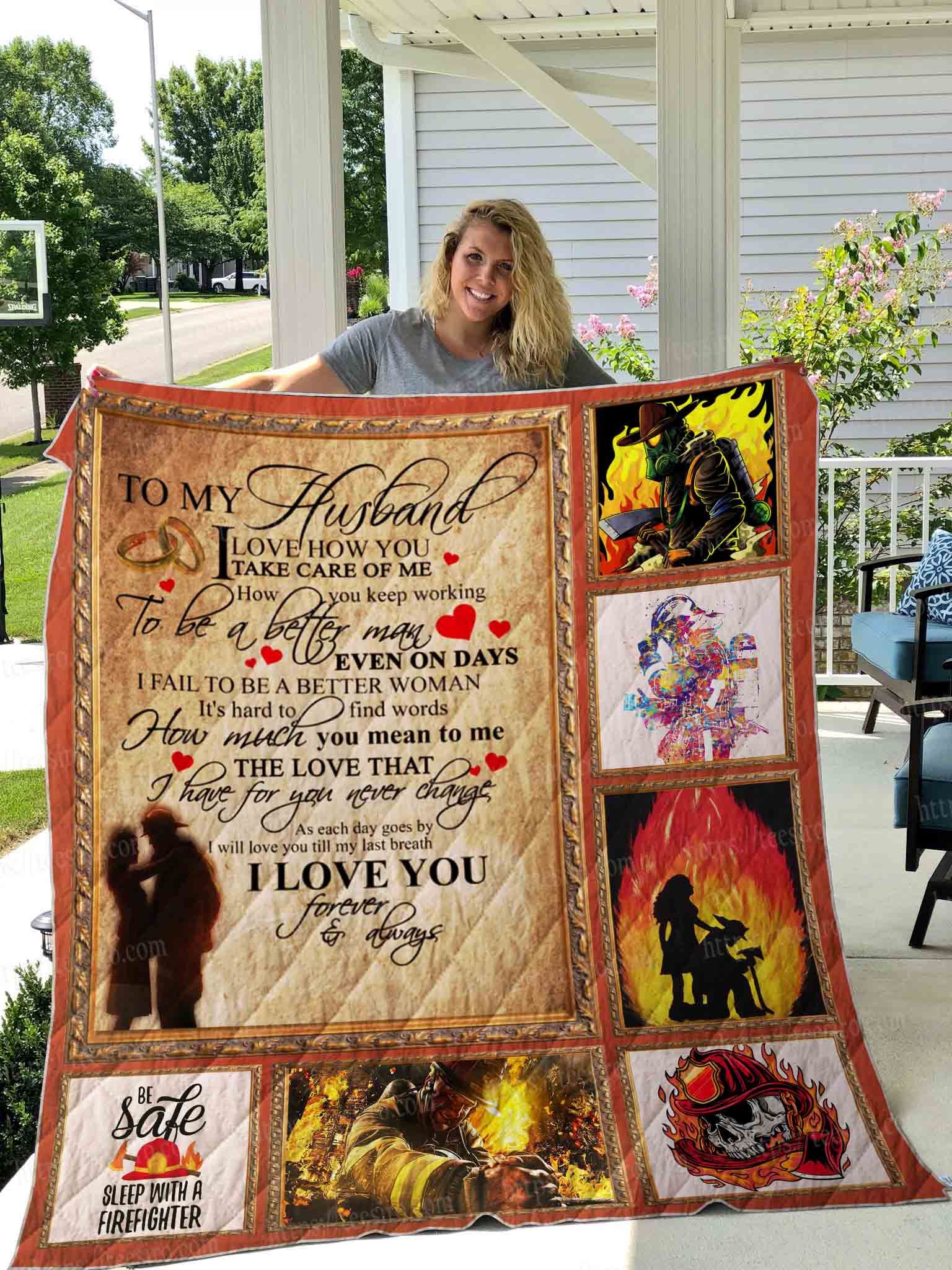 Firefighter  Husband Quilt Blanket DHC1501436VT