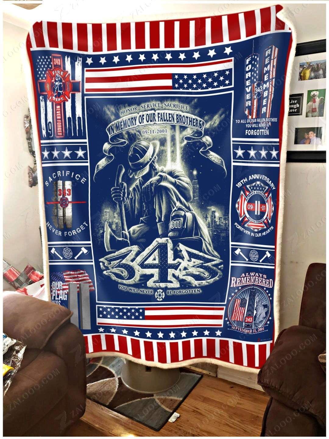 Firefighter In Memory Sherpa Fleece Blanket