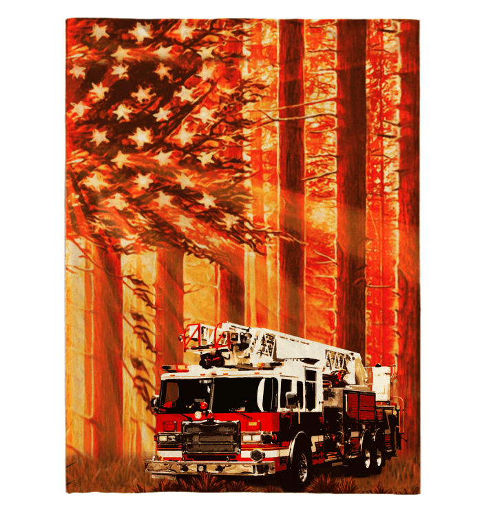 Firefighter In The Sun Flag Canvas Gift For Firefighter Fleece Blanket