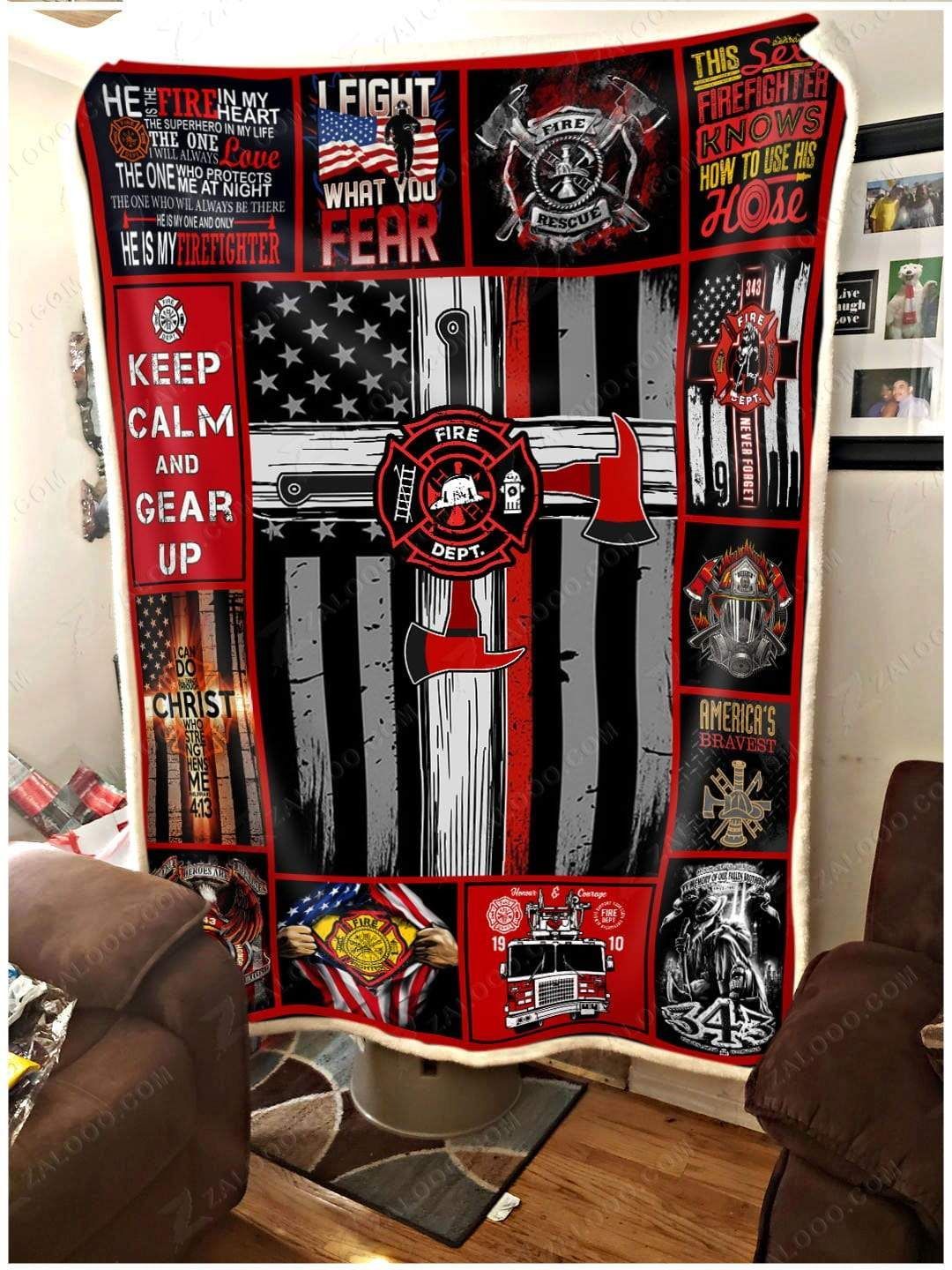 Firefighter Keep Camp And Gear Up Sherpa Fleece Blanket