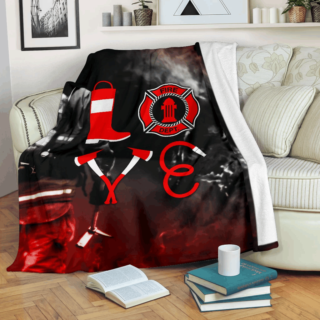 Firefighter Love Sherpa Fleece Blanket
