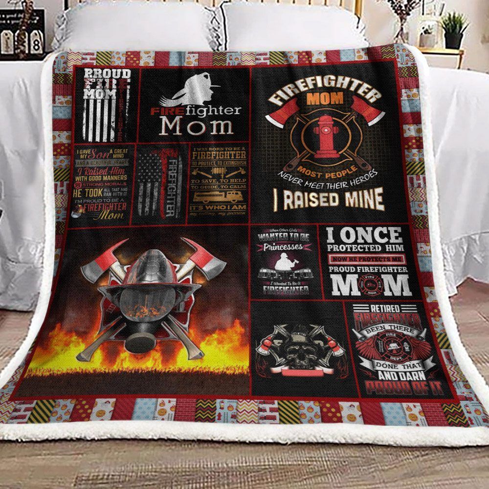 Firefighter Mom Sherpa Fleece Blanket