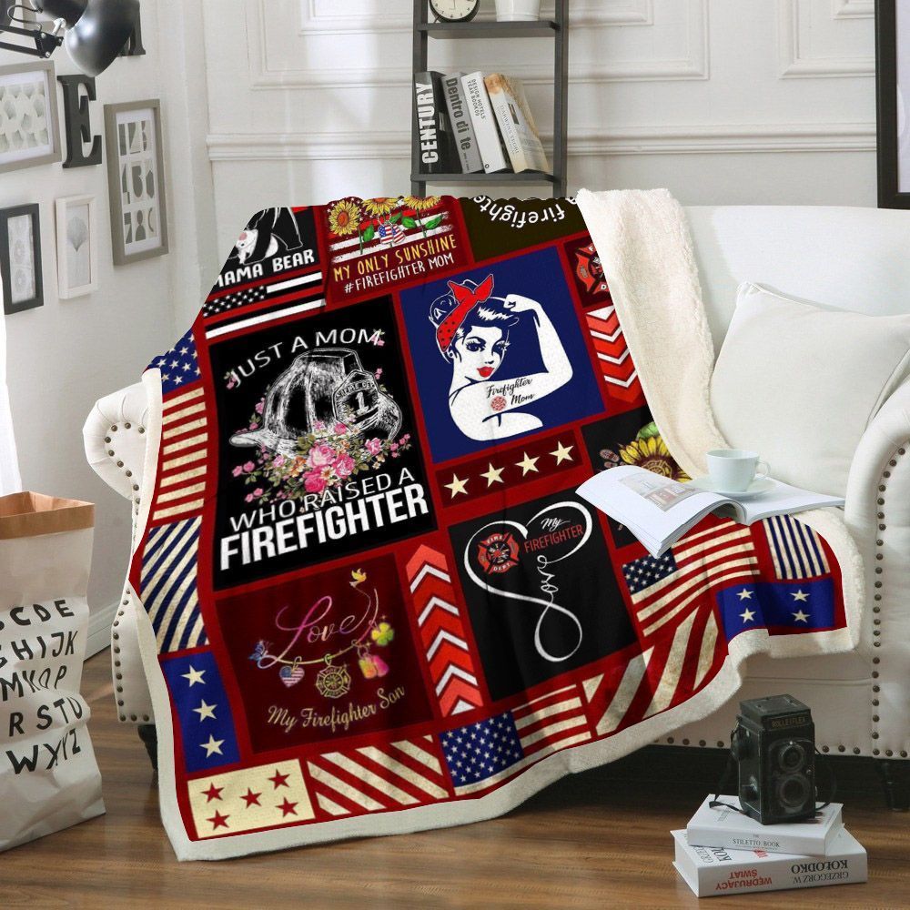 Firefighter Mom Strong Sherpa Fleece Blanket