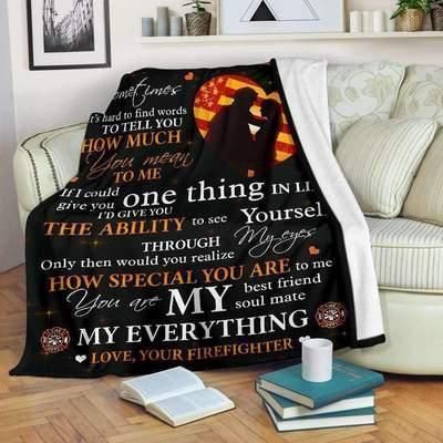 Firefighter My Wife Sherpa Fleece Blanket