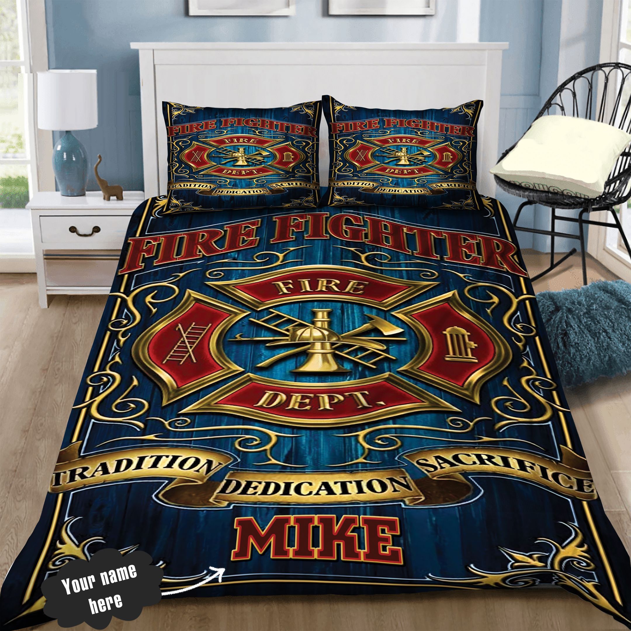 Firefighter Personalized Bedding Set