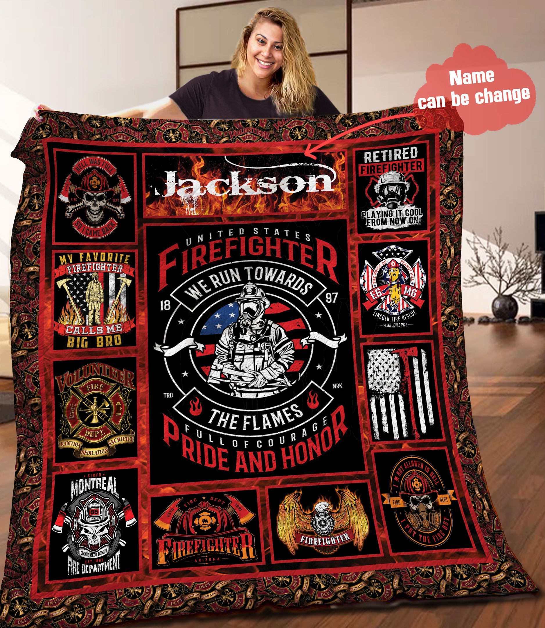 Firefighter Personalized Quilt Blanket HHH120609NA