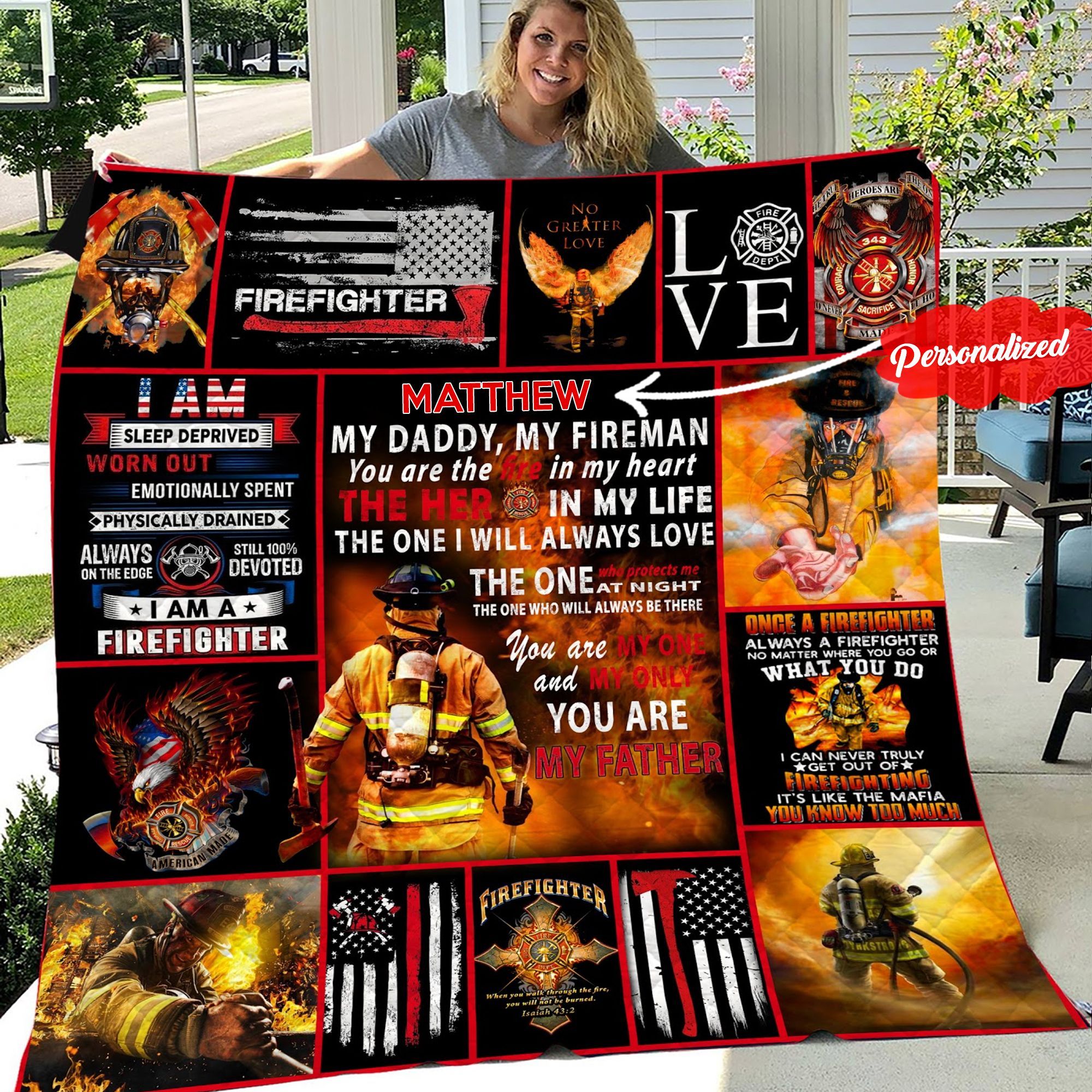 Firefighter Personalized Quilt Blanket HHH160645TH