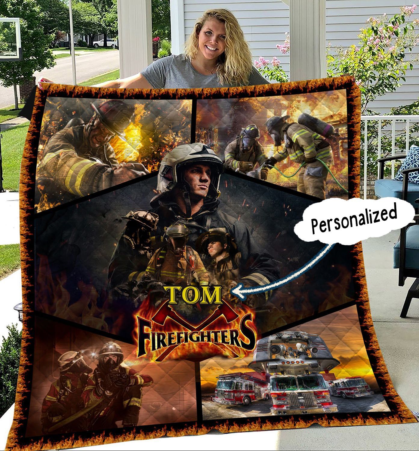 Firefighter Personalized Quilt Blanket HHH160646TH