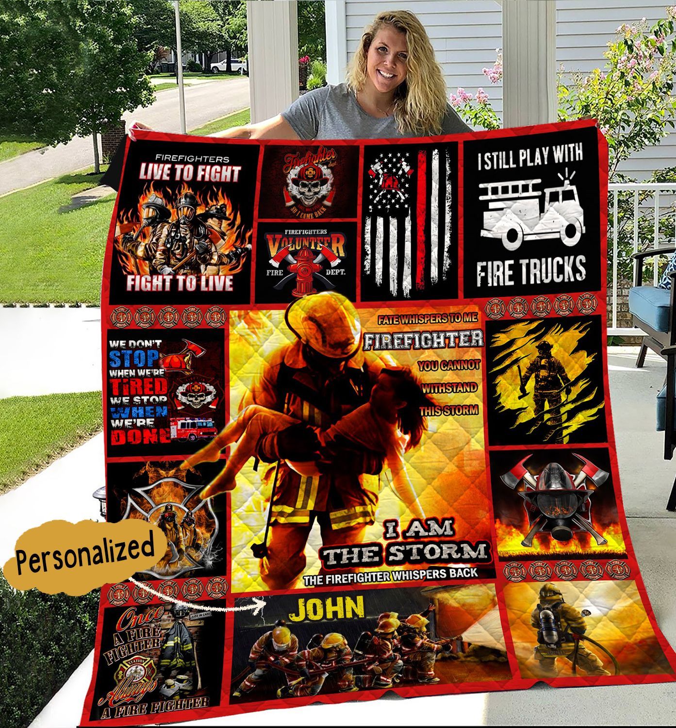 Firefighter Personalized Quilt Blanket HHH160647TH