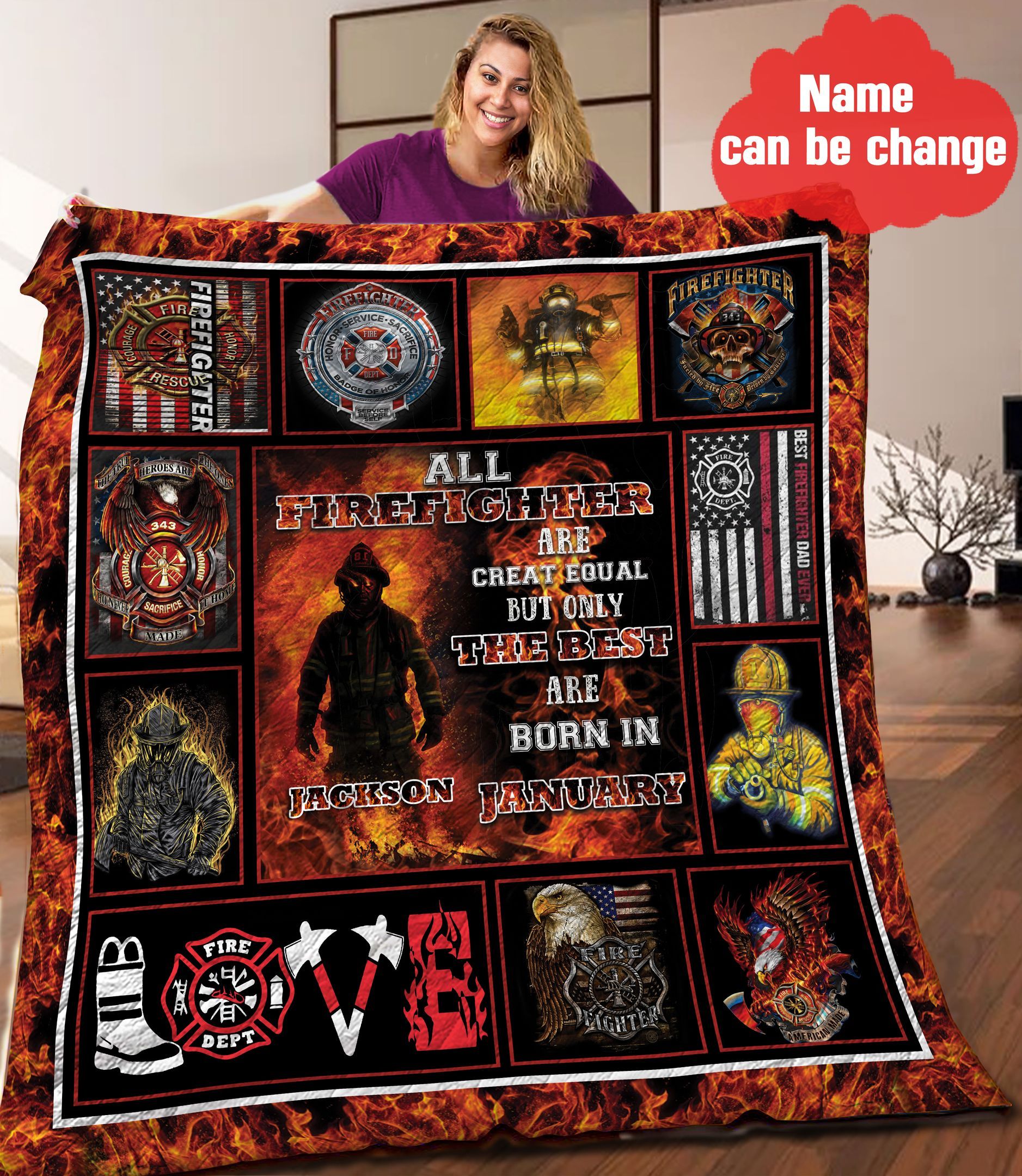 Firefighter Personalized Quilt Blanket HHH300503NA