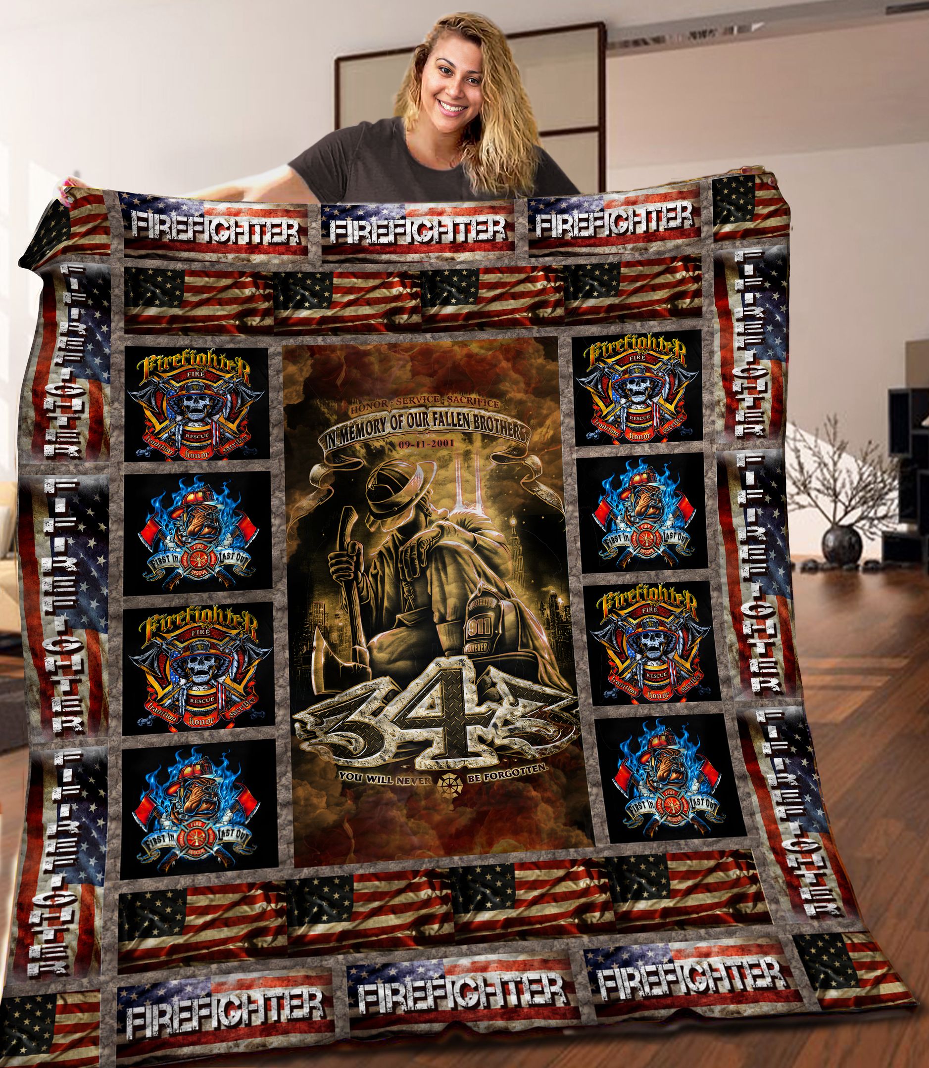 Firefighter Quilt Blanket C9B110606MI