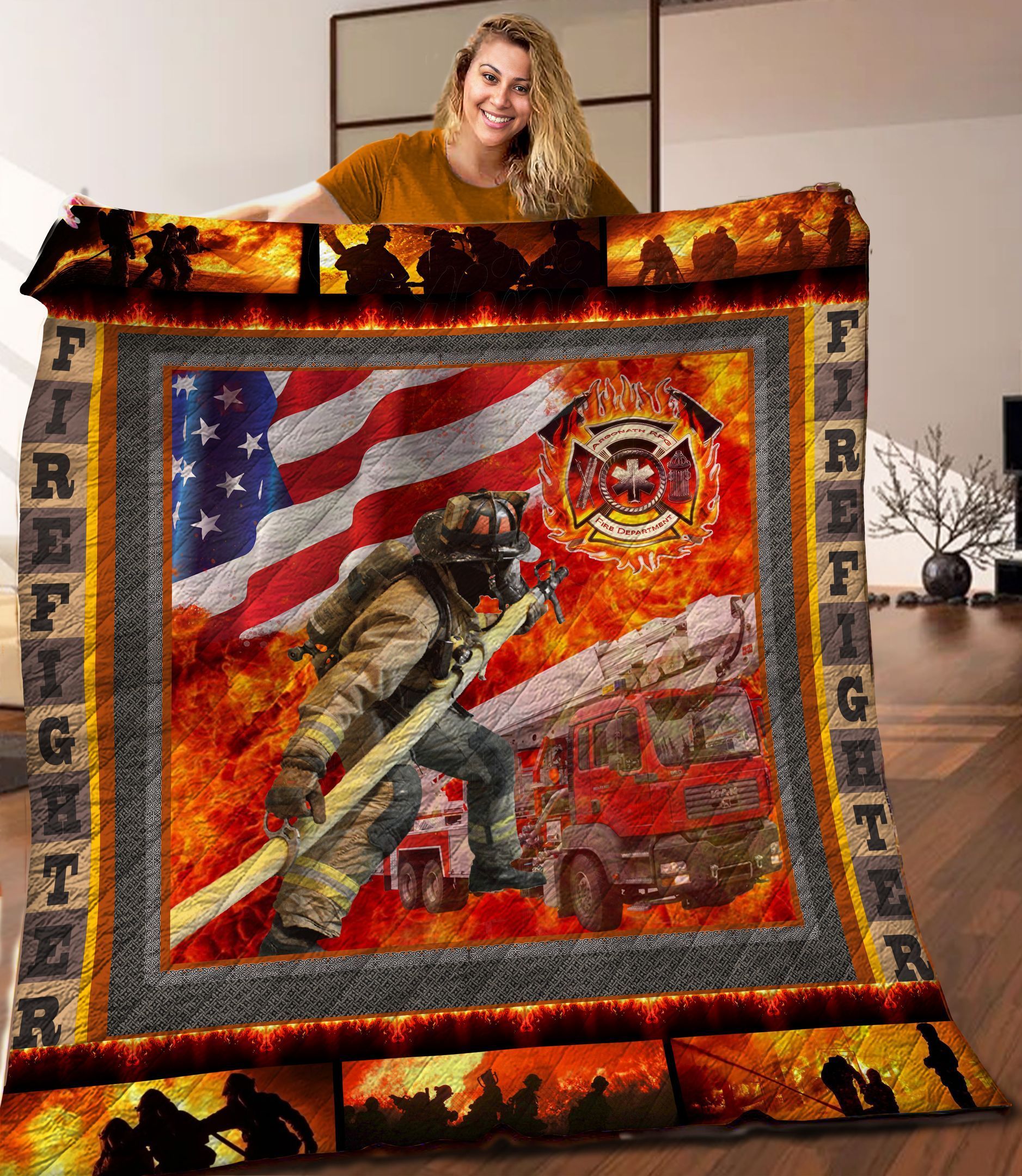 Firefighter Quilt Blanket C9B290210MI