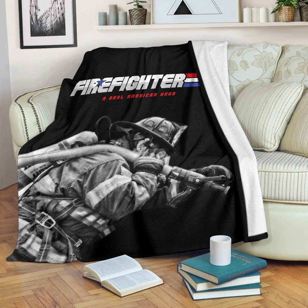Firefighter Real American Hero Sherpa Fleece Blanket