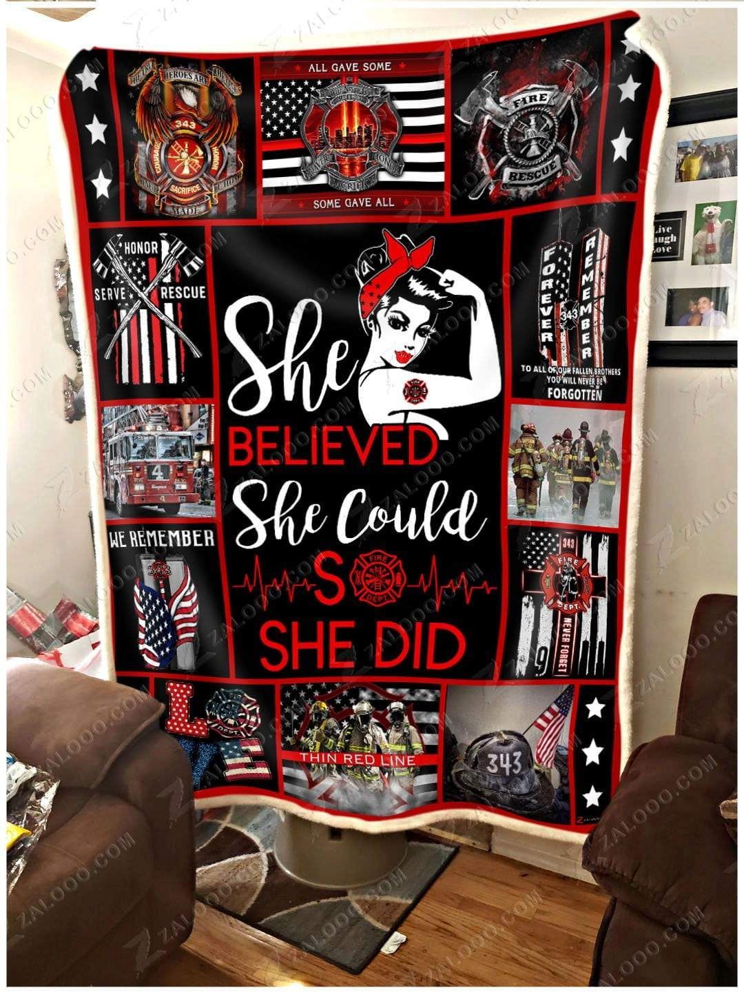 Firefighter She Believed Sherpa Fleece Blanket