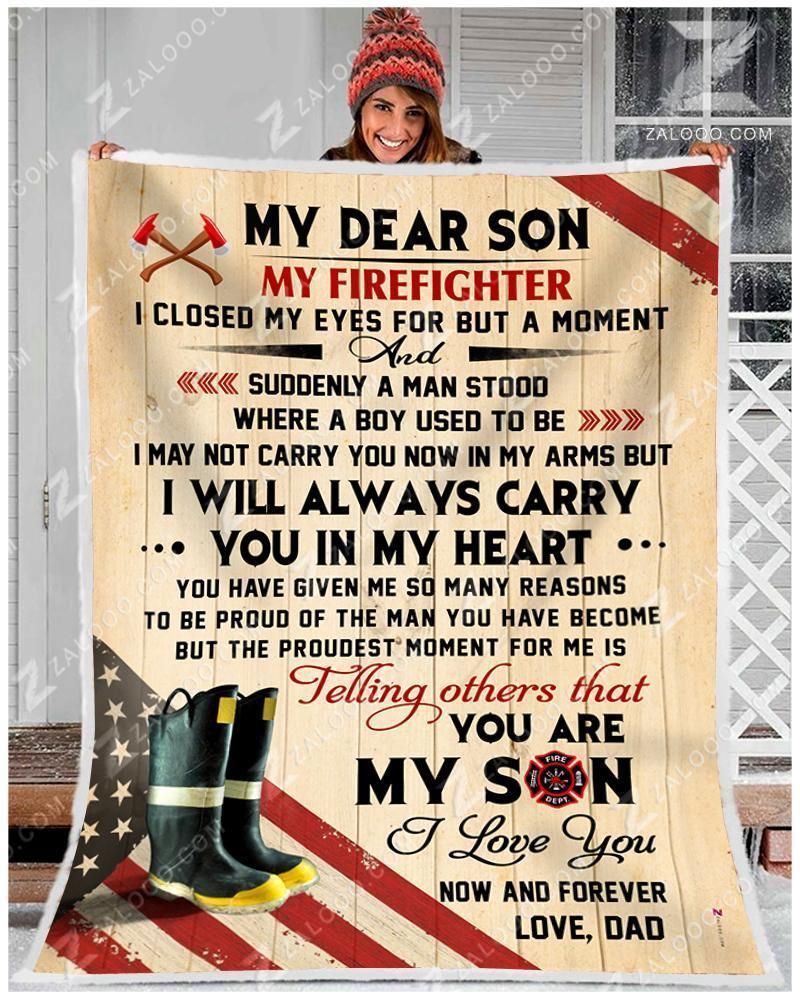 Firefighter Son Sherpa Fleece Blanket