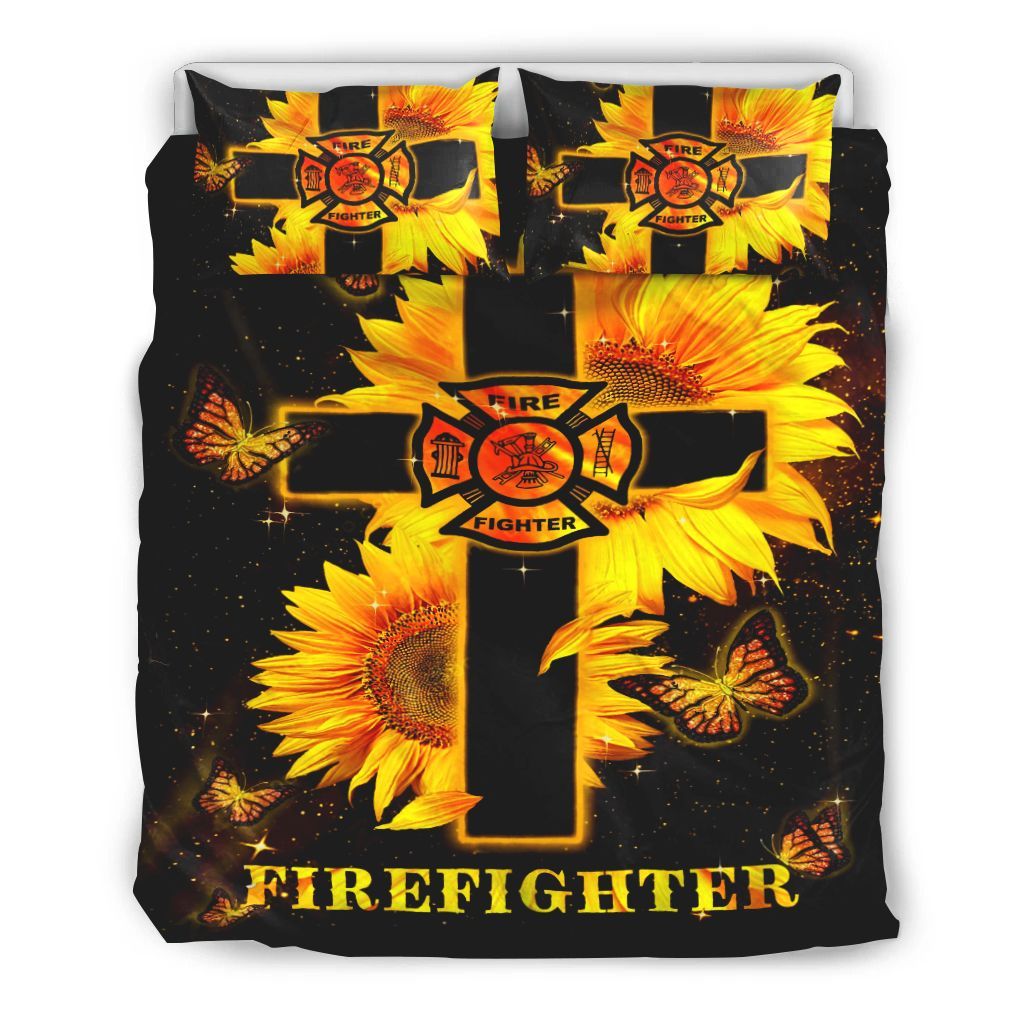 Firefighter Sunflower And God Bedding Set