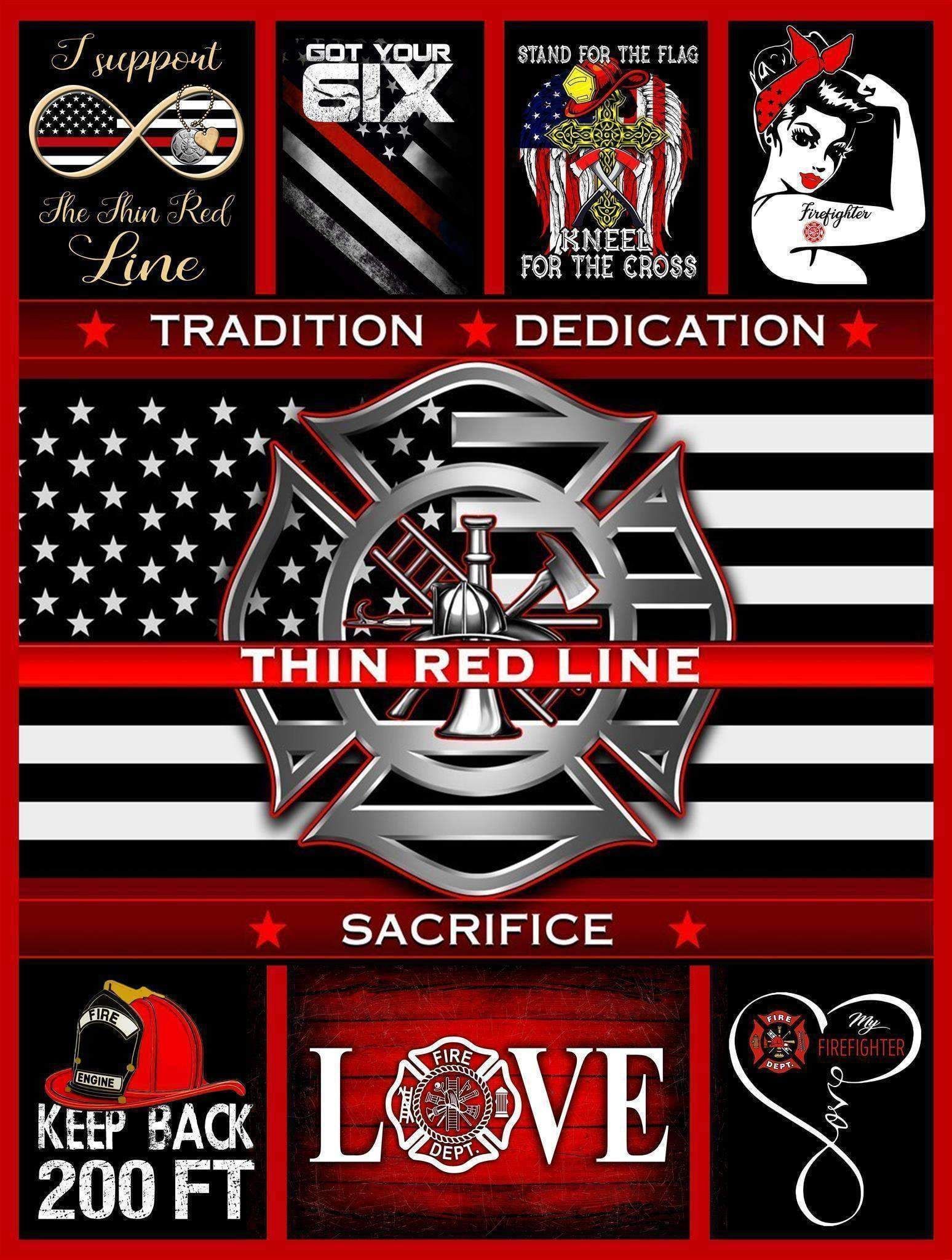 Firefighter Thin Red Line Sherpa Fleece Blanket