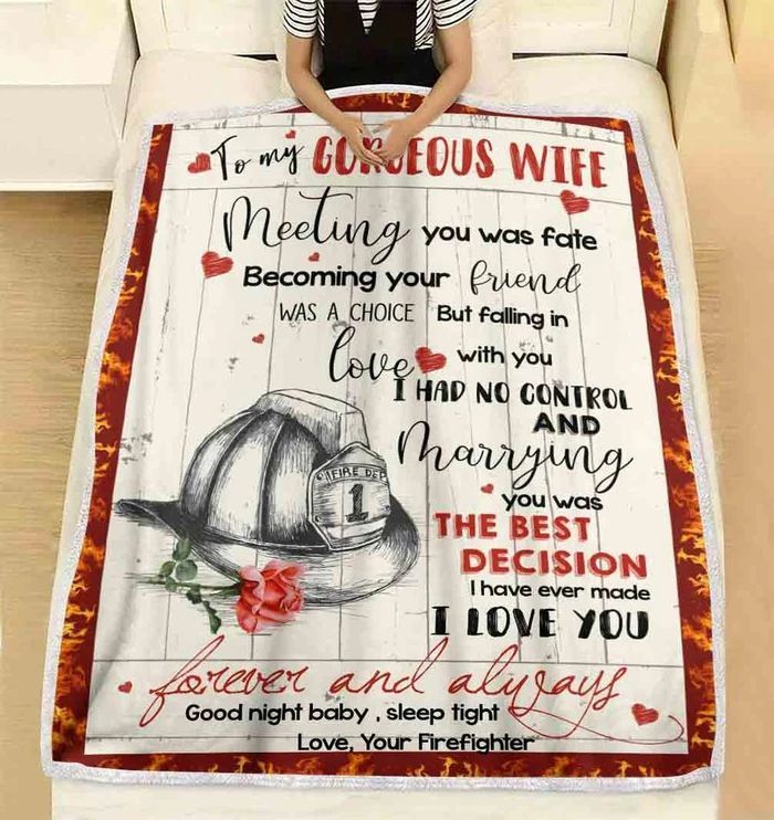 Firefighter To Gorgeous Wife Sherpa Fleece Blanket