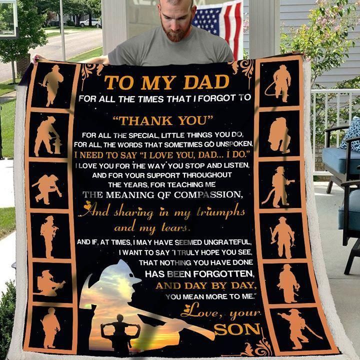 Firefighter To My Dad Sherpa Fleece Blanket
