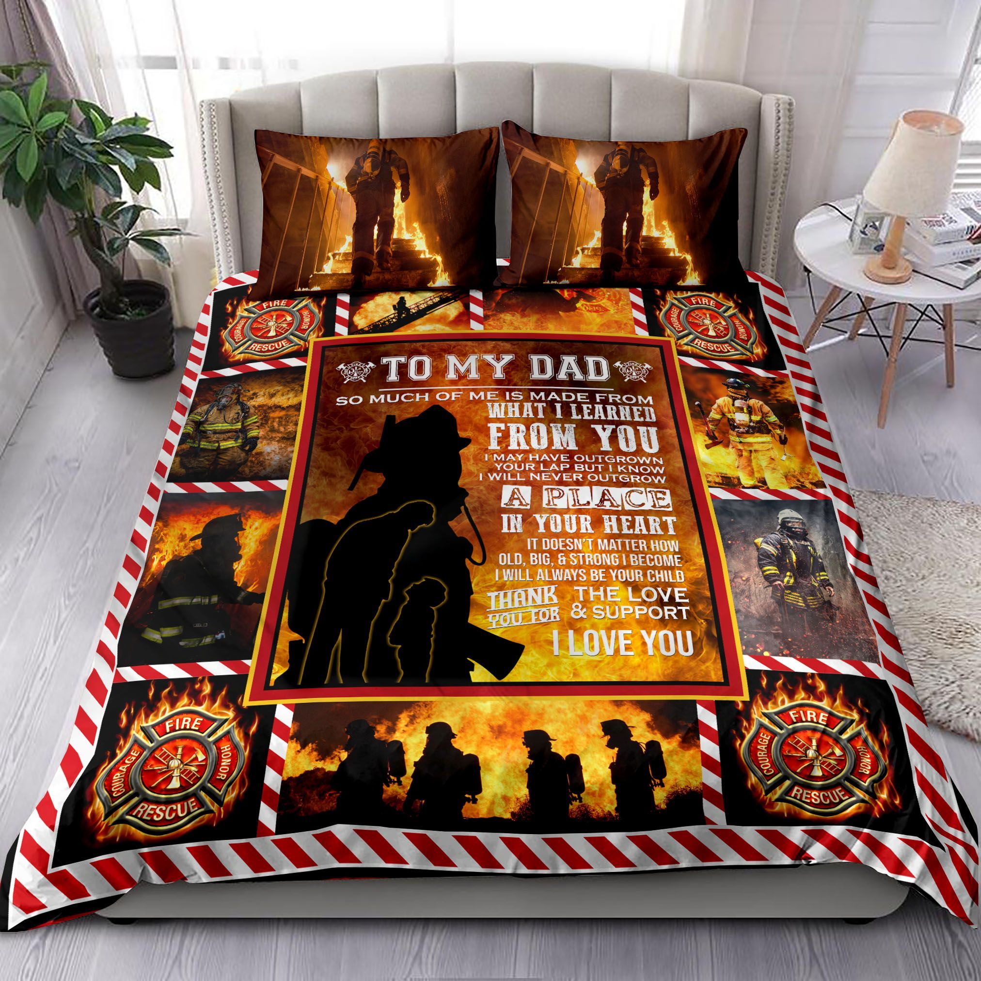 Firefighter To My Dad I Love You Bedding Set