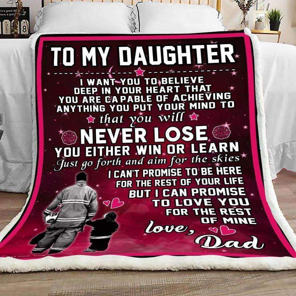 Firefighter To My Daughter Sherpa Fleece Blanket