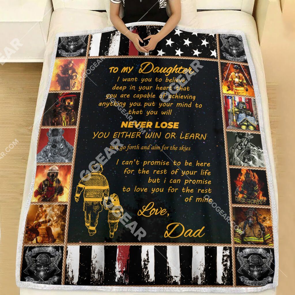 Firefighter To My Daughter Sherpa Fleece Blanket