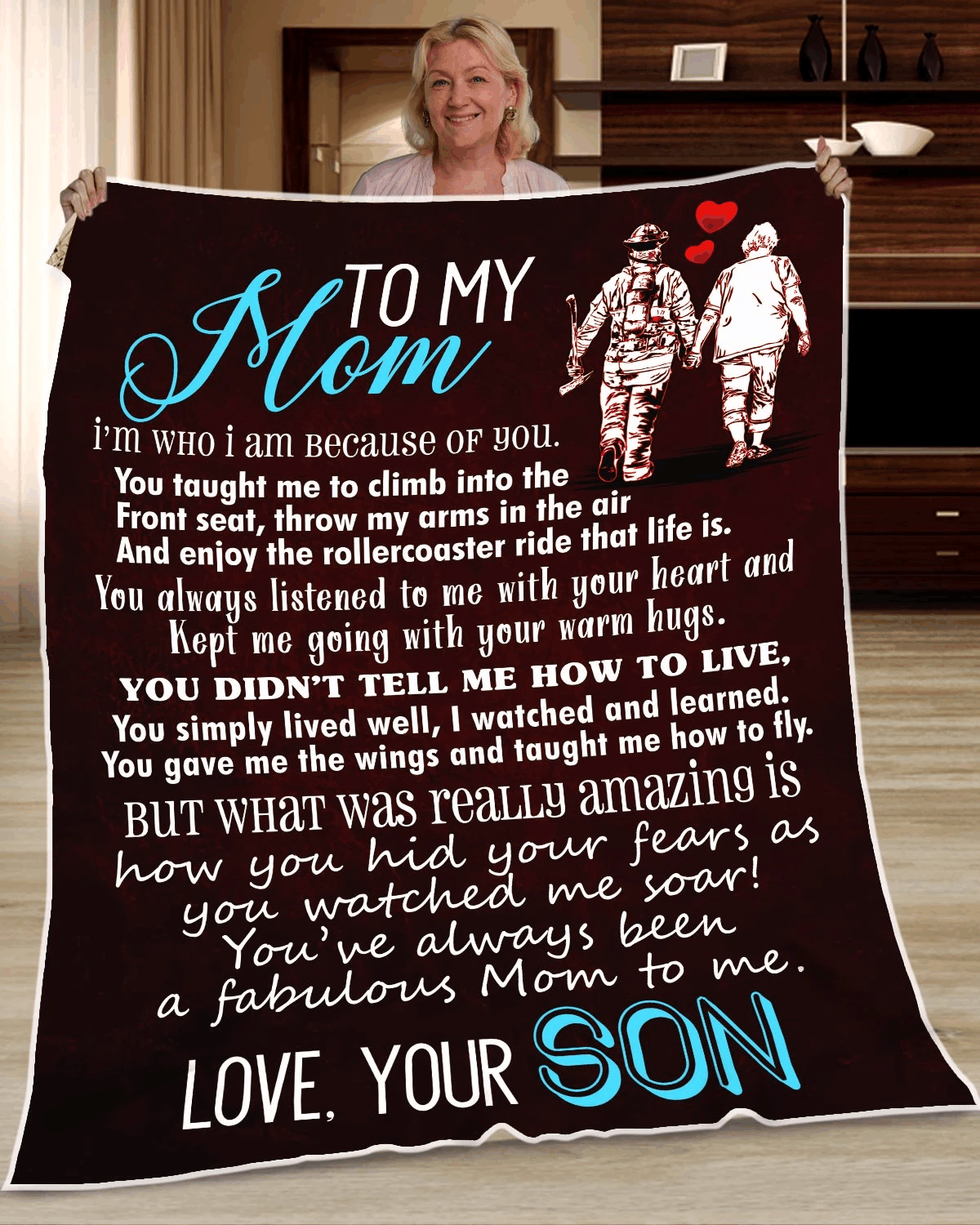 Firefighter To My Dear Mom Sherpa Fleece Blanket