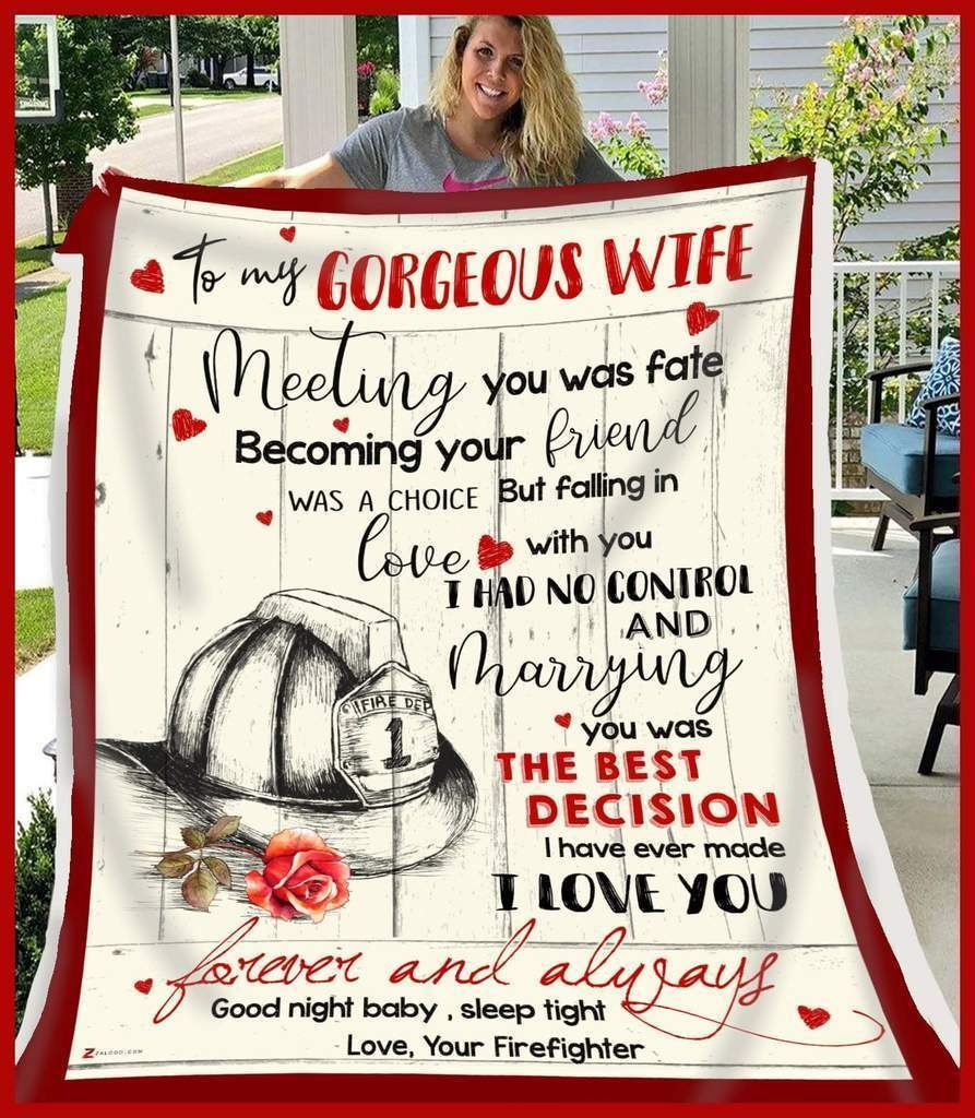Firefighter To My Gorgeous Wife Sherpa Fleece Blanket