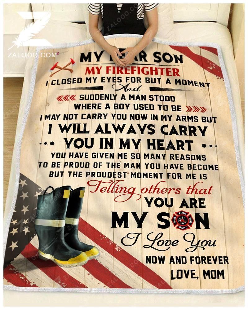 Firefighter To My Son Sherpa Fleece Blanket