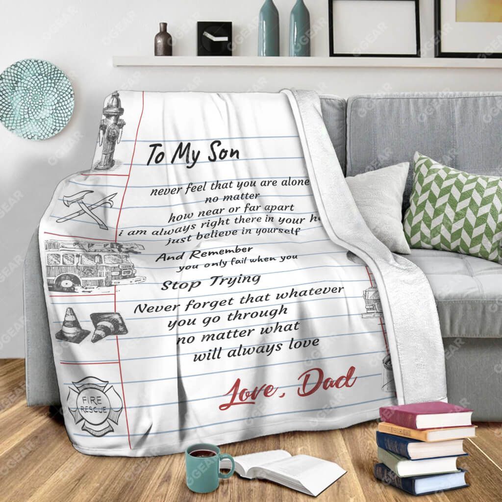 Firefighter To My Son Letter Sherpa Fleece Blanket
