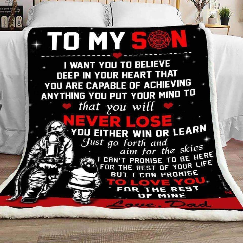 Firefighter – To My Son – Win Or Learn Fleece Blanket
